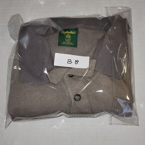 Cabela's Mens XL Brown Short Sleeve POLO Shirt Casual Golf  Herringbone - Picture 10 of 10